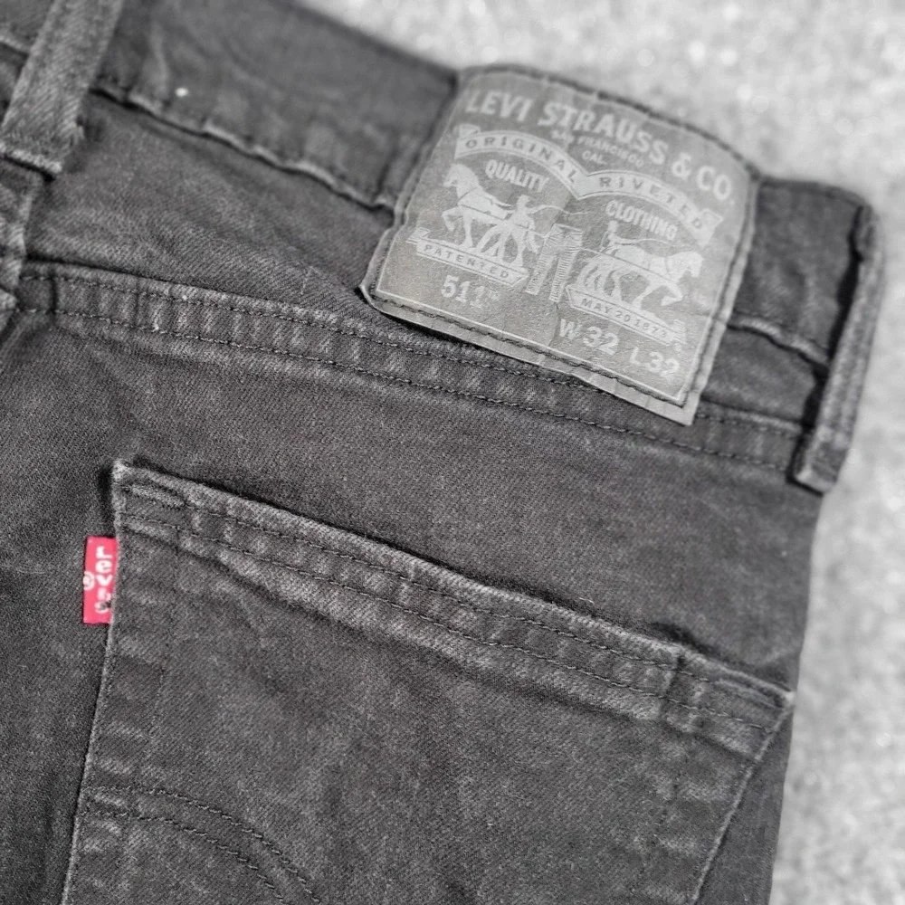 Levis 511 Jeans Mens (32x32 Label) Black Slim Fit Stretch‎ Denim Tapered Leg